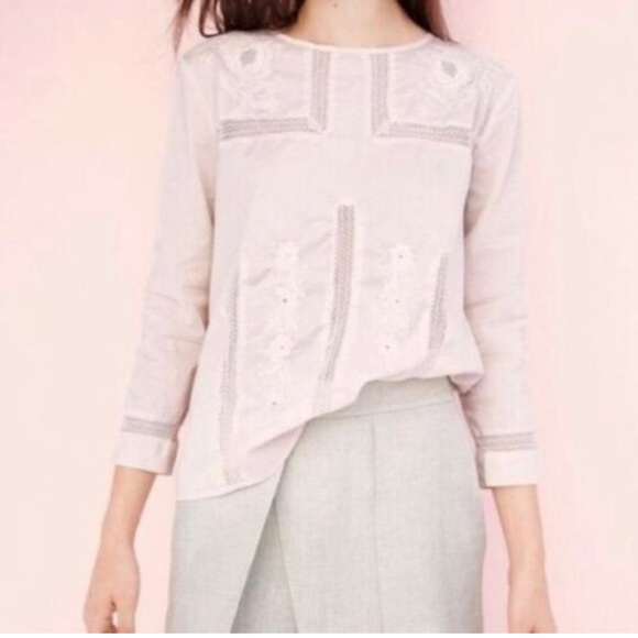 J crew embroidered pink top - Picture 1 of 8